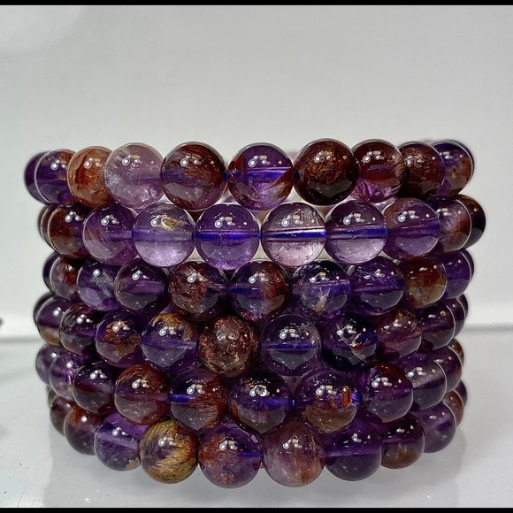 Natural Super Seven Healing Crystal Beads Bracelet - Picture 1 of 2